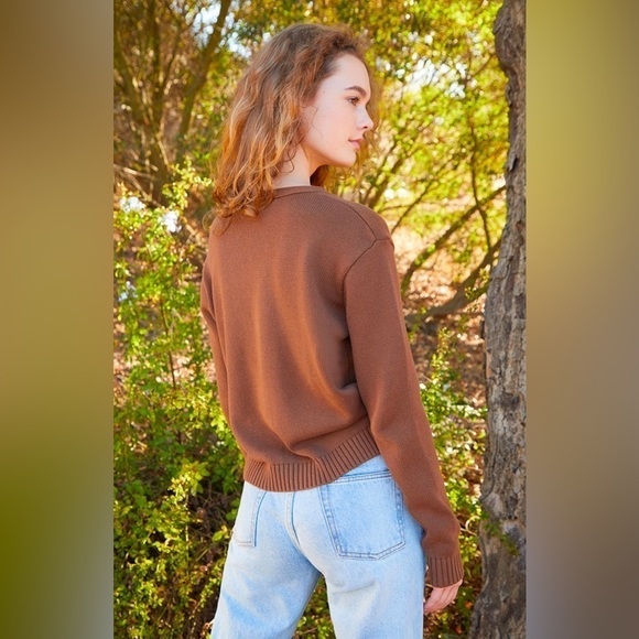 Brandy Melville John Galt Brown Button Front Cardigan, One Size - Picture 4 of 9